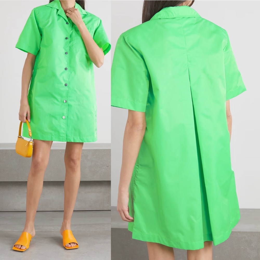 NEW Remain Birger Christensen Green Storm Mini Dress Size 4 Collared Bright NWOT